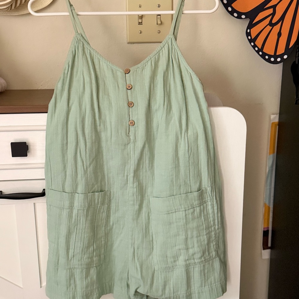 Roxy Seafoam Green Crinkle Top
